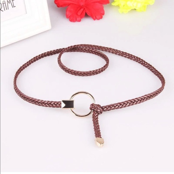 PU Leather Circle Tie Belt Set of 2 - Picture 3 of 3